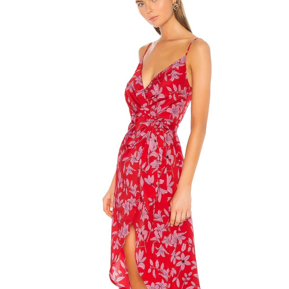 Red Floral Wrap Dress